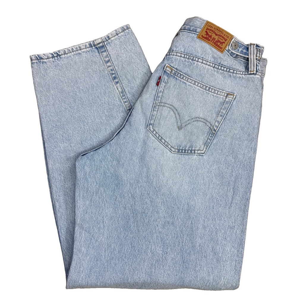 Levi's Cinch Barrel Jeans Womens 32x31 Blue Solid High Rise Loose Fit NWT